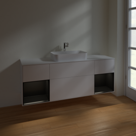 Тумба под раковину Villeroy & Boch Finion 160х50,1 см с подсветкой МДФ белый матовый лак/стекло белое матовое F331PDMT