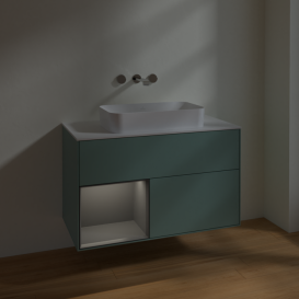 Тумба под раковину Villeroy & Boch Finion 100х50,1 см с подсветкой МДФ оливковый матовый лак/стекло белое матовое F651GKGM