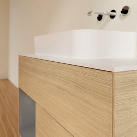 Тумба под раковину Villeroy & Boch Finion 100х50,1 см с подсветкой МДФ шпон дуба/стекло белое матовое F651GKPC