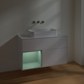 Тумба под раковину Villeroy & Boch Finion 100х50,1 см с подсветкой МДФ глянцевый белый лак/стекло белое матовое F651GMGF