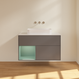 Тумба под раковину Villeroy & Boch Finion 100х50,1 см с подсветкой МДФ антрацит матовый лак/стекло белое матовое F651GMGK