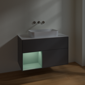 Тумба под раковину Villeroy & Boch Finion 100х50,1 см с подсветкой МДФ антрацит матовый лак/стекло белое матовое F651GMGK