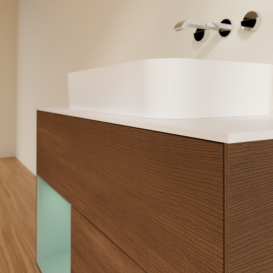 Тумба под раковину Villeroy & Boch Finion 100х50,1 см с подсветкой МДФ шпон грецкого ореха/стекло белое матовое F651GMGN