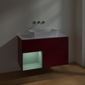 Тумба под раковину Villeroy & Boch Finion 100х50,1 см с подсветкой МДФ пион матовый лак/стекло белое матовое F651GMHB