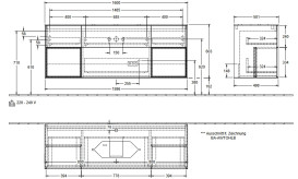 Тумба под раковину Villeroy & Boch Finion 160х50,1 см с подсветкой МДФ пион матовый лак/стекло черное матовое F332GFHB