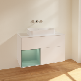 Тумба под раковину Villeroy & Boch Finion 100х50,1 см с подсветкой МДФ белый матовый лак/стекло белое матовое F651GMMT