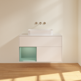 Тумба под раковину Villeroy & Boch Finion 100х50,1 см с подсветкой МДФ белый матовый лак/стекло белое матовое F651GMMT