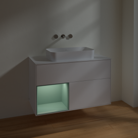 Тумба под раковину Villeroy & Boch Finion 100х50,1 см с подсветкой МДФ белый матовый лак/стекло белое матовое F651GMMT