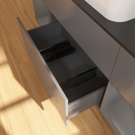 Тумба под раковину Villeroy & Boch Finion 160х50,1 см с подсветкой МДФ антрацит матовый лак/стекло черное матовое F332GKGK