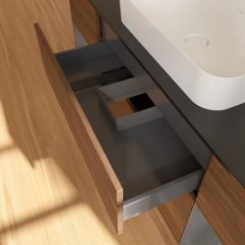 Тумба под раковину Villeroy & Boch Finion 160х50,1 см с подсветкой МДФ шпон грецкого ореха/стекло черное матовое F332GKGN