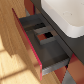 Тумба под раковину Villeroy & Boch Finion 160х50,1 см с подсветкой МДФ пион матовый лак/стекло черное матовое F332GKHB