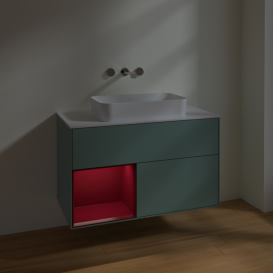 Тумба под раковину Villeroy & Boch Finion 100х50,1 см с подсветкой МДФ оливковый матовый лак/стекло белое матовое F651HBGM