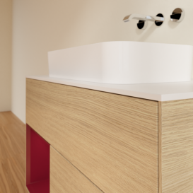 Тумба под раковину Villeroy & Boch Finion 100х50,1 см с подсветкой МДФ шпон дуба/стекло белое матовое F651HBPC