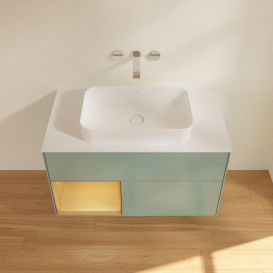 Тумба под раковину Villeroy & Boch Finion 100х50,1 см с подсветкой МДФ оливковый матовый лак/стекло белое матовое F651HFGM