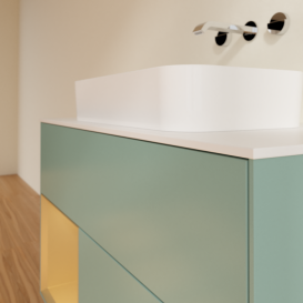 Тумба под раковину Villeroy & Boch Finion 100х50,1 см с подсветкой МДФ оливковый матовый лак/стекло белое матовое F651HFGM