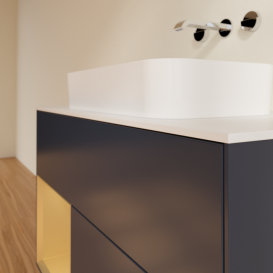 Тумба под раковину Villeroy & Boch Finion 100х50,1 см с подсветкой МДФ темно-синий матовый лак/стекло белое матовое F651HFHG