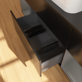 Тумба под раковину Villeroy & Boch Finion 160х50,1 см с подсветкой МДФ черный матовый лак/стекло черное матовое F332GKPD