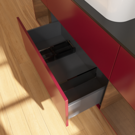 Тумба под раковину Villeroy & Boch Finion 160х50,1 см с подсветкой МДФ пион матовый лак/стекло черное матовое F332GNHB