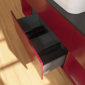 Тумба под раковину Villeroy & Boch Finion 160х50,1 см с подсветкой МДФ пион матовый лак/стекло черное матовое F332HBHB