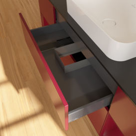 Тумба под раковину Villeroy & Boch Finion 160х50,1 см с подсветкой МДФ пион матовый лак/стекло черное матовое F332HBHB