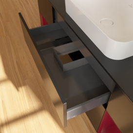 Тумба под раковину Villeroy & Boch Finion 160х50,1 см с подсветкой МДФ черный матовый лак/стекло черное матовое F332HBPD