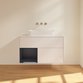 Тумба под раковину Villeroy & Boch Finion 100х50,1 см с подсветкой МДФ глянцевый белый лак/стекло белое матовое F651HGGF