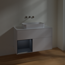 Тумба под раковину Villeroy & Boch Finion 100х50,1 см с подсветкой МДФ глянцевый белый лак/стекло белое матовое F651HGGF