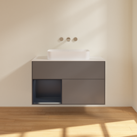 Тумба под раковину Villeroy & Boch Finion 100х50,1 см с подсветкой МДФ антрацит матовый лак/стекло белое матовое F651HGGK