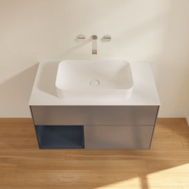 Тумба под раковину Villeroy & Boch Finion 100х50,1 см с подсветкой МДФ антрацит матовый лак/стекло белое матовое F651HGGK