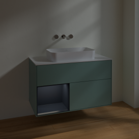 Тумба под раковину Villeroy & Boch Finion 100х50,1 см с подсветкой МДФ оливковый матовый лак/стекло белое матовое F651HGGM