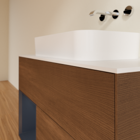 Тумба под раковину Villeroy & Boch Finion 100х50,1 см с подсветкой МДФ шпон грецкого ореха/стекло белое матовое F651HGGN