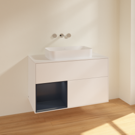 Тумба под раковину Villeroy & Boch Finion 100х50,1 см с подсветкой МДФ белый матовый лак/стекло белое матовое F651HGMT