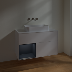 Тумба под раковину Villeroy & Boch Finion 100х50,1 см с подсветкой МДФ белый матовый лак/стекло белое матовое F651HGMT