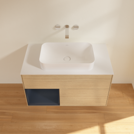 Тумба под раковину Villeroy & Boch Finion 100х50,1 см с подсветкой МДФ шпон дуба/стекло белое матовое F651HGPC