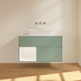 Тумба под раковину Villeroy & Boch Finion 100х50,1 см с подсветкой МДФ оливковый матовый лак/стекло белое матовое F651MTGM