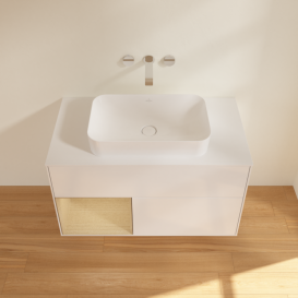 Тумба под раковину Villeroy & Boch Finion 100х50,1 см с подсветкой МДФ глянцевый белый лак/стекло белое матовое F651PCGF