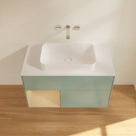 Тумба під раковину Villeroy & Boch Finion 100х50,1 см із підсвічуванням МДФ оливковий матовий лак/скло біле матове F651PCGM