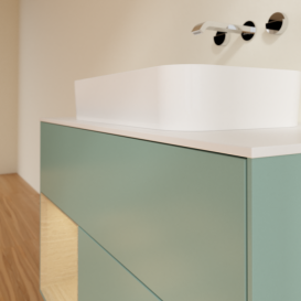 Тумба під раковину Villeroy & Boch Finion 100х50,1 см із підсвічуванням МДФ оливковий матовий лак/скло біле матове F651PCGM