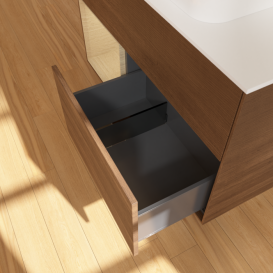 Тумба под раковину Villeroy & Boch Finion 100х50,1 см с подсветкой МДФ шпон грецкого ореха/стекло белое матовое F651PCGN