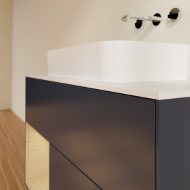 Тумба под раковину Villeroy & Boch Finion 100х50,1 см с подсветкой МДФ темно-синий матовый лак/стекло белое матовое F651PCHG