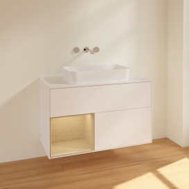 Тумба під раковину Villeroy & Boch Finion 100х50,1 см із підсвічуванням МДФ білий матовий лак/скло біле матове F651PCMT