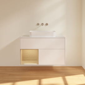 Тумба под раковину Villeroy & Boch Finion 100х50,1 см с подсветкой МДФ белый матовый лак/стекло белое матовое F651PCMT