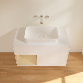 Тумба под раковину Villeroy & Boch Finion 100х50,1 см с подсветкой МДФ белый матовый лак/стекло белое матовое F651PCMT