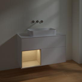 Тумба под раковину Villeroy & Boch Finion 100х50,1 см с подсветкой МДФ белый матовый лак/стекло белое матовое F651PCMT