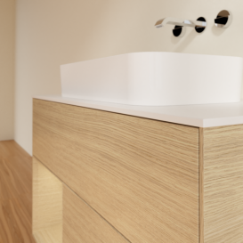 Тумба под раковину Villeroy & Boch Finion 100х50,1 см с подсветкой МДФ шпон дуба/стекло белое матовое F651PCPC