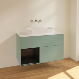 Тумба под раковину Villeroy & Boch Finion 100х50,1 см с подсветкой МДФ оливковый матовый лак/стекло белое матовое F651PDGM