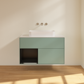 Тумба под раковину Villeroy & Boch Finion 100х50,1 см с подсветкой МДФ оливковый матовый лак/стекло белое матовое F651PDGM