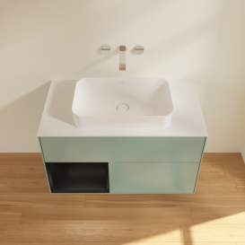 Тумба под раковину Villeroy & Boch Finion 100х50,1 см с подсветкой МДФ оливковый матовый лак/стекло белое матовое F651PDGM