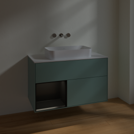 Тумба под раковину Villeroy & Boch Finion 100х50,1 см с подсветкой МДФ оливковый матовый лак/стекло белое матовое F651PDGM