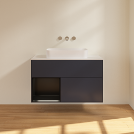 Тумба под раковину Villeroy & Boch Finion 100х50,1 см с подсветкой МДФ темно-синий матовый лак/стекло белое матовое F651PDHG